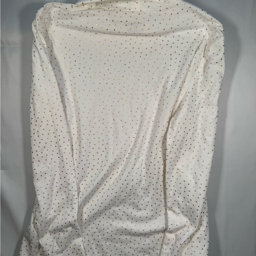 Talbots Cream Tee with Gold Dots Med petite - Picture 4 of 5